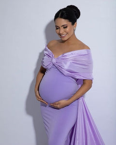G2121,Lavender Body Fit Maternity Shoot Trail Gown, Size (All)pp