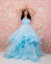 Load image into Gallery viewer, G2126, Ice Blue Frilled Shoot Gown Size (All)pp