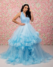 Load image into Gallery viewer, G2126, Ice Blue Frilled Shoot Gown Size (All)