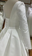 Load image into Gallery viewer, W153, White Satin Full Sleeves Wedding Trail Gown, Size (ALL)pp