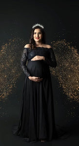 G431(2), Black Trail Maternity Shoot Baby Shower Gown, (All Sizes)