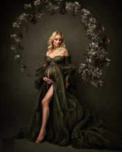 Load image into Gallery viewer, G1032, Olive Green Shoot Trail Gown With Inner, Size (All)pp