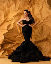Load image into Gallery viewer, G420, Black Ruffled Body Fit Maternity Shoot Trail Gown, (Size All )pp