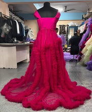 Load image into Gallery viewer, G1034, Dark Magenta Ruffled Shoot Trail Gown, Size (All)pp