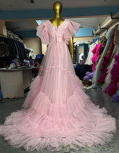 Load image into Gallery viewer, G2021, Pink Ruffled Trail Gown Size (All)
