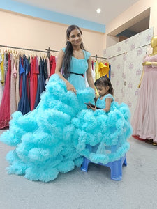 G1648, Ice Blue Ruffled Mother Daughter Shoot Gown, Size (ALL)pp