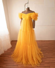 Load image into Gallery viewer, G353, Yellow Ruffled Maternity Shoot  Gown, Size(All)pp