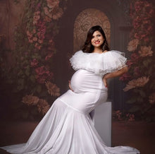 Load image into Gallery viewer, W2007 (2), White  Maternity Shoot Baby Shower Trail Gown, Size (All)