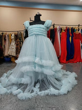 Load image into Gallery viewer, G325, Ice Blue Ruffled Maternity Shoot  Gown, Size (ALL)