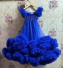 Load image into Gallery viewer, G237 (2),Luxury Royal Blue Puffy  Mother Daughter Shoot Gown,  Size - (XS-30 to XXL-42)