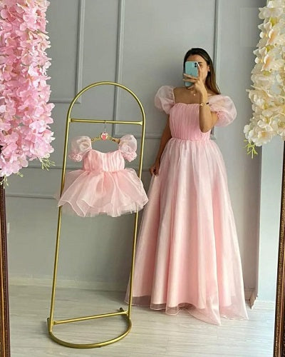 G669, Pink Mother-Daughter Shoot Gown, Size(All)pp