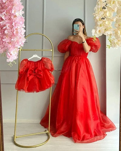 G773, Red Mother-Daughter Shoot Gown, Size(All)pp