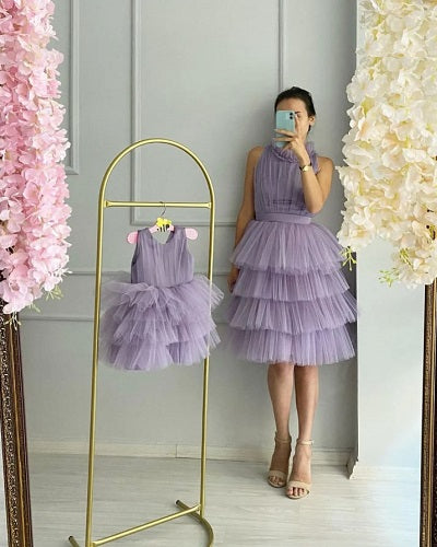 Maternity ruffled tulle dress photoshoot Pregnancy purple cloud dress