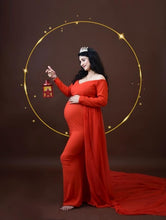 Load image into Gallery viewer, G443, Red Trail Lycra Maternity Body Fit Gown, Size (All)