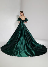 Load image into Gallery viewer, G988, Bottle Green Satin Pre Wedding Shoot Long Trail Gown, Size (All)pp