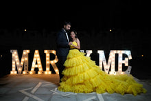 Load image into Gallery viewer, G640 (2), Luxury Yellow Ruffle Long Trail Ball Gown,  Size - (All)