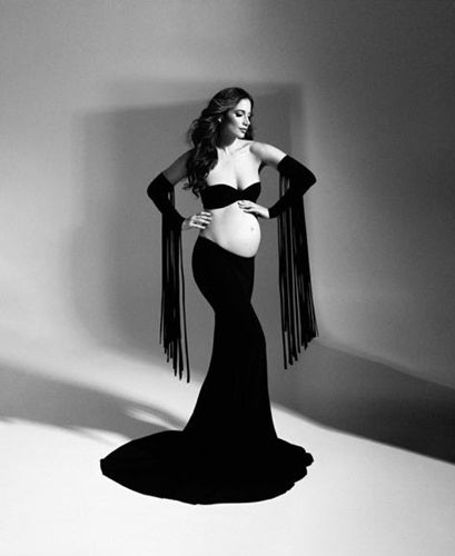 G1005, Black TubeTop Maternity Shoot Trail Gown, Size (ALL)pp