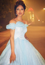 Load image into Gallery viewer, G538, Luxury Sky Blue Cindrella Princess Big Ball Gown, Size (XS-30 to L-38)