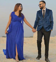 Load image into Gallery viewer, G338, Royal Blue Slit Cut Long Trail Prewedding Shoot Gown Size(All)