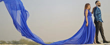 Load image into Gallery viewer, G338, Royal Blue Slit Cut Long Trail Prewedding Shoot Gown Size(All)