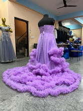 Load image into Gallery viewer, G2400, Lavender Ruffled Frill Maternity Shoot  Trail Gown, Size (All)