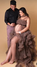 Load image into Gallery viewer, G926, Brown Ruffled Maternity Shoot Gown, Size (All)pp