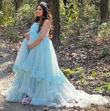 Load image into Gallery viewer, G325, Ice Blue Ruffled Maternity Shoot  Gown, Size (ALL)