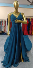 Load image into Gallery viewer, G838,  Navy Blue Slit Cut Long Trail Prewedding Shoot Gown Size(All)