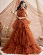 Load image into Gallery viewer, G3003, Brown Ruffle Prewedding Long Ball Gown,(All Size)pp