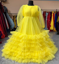 Load image into Gallery viewer, G557, Yellow multi-layered frill  Dress, Size(All)