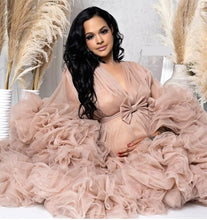 Load image into Gallery viewer, G3026 , Light Brown Ruffled Maternity Shoot Gown With Inner, Size (All) pp