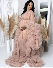 Load image into Gallery viewer, G3026 , Light Brown Ruffled Maternity Shoot Gown With Inner, Size (All) pp