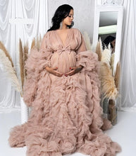 Load image into Gallery viewer, G3026 , Light Brown Ruffled Maternity Shoot Gown With Inner, Size (All) pp