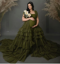 Load image into Gallery viewer, G3033,Olive Green Maternity  Shoot Trail Gown, Size (All)pp