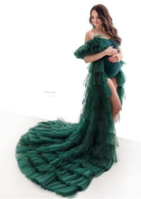 Load image into Gallery viewer, G3031 (2), Bottle Green Ruffled Maternity Shoot  Gown, Size (All)PP