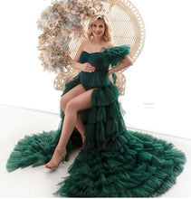 Load image into Gallery viewer, G3031 (2), Bottle Green Ruffled Maternity Shoot  Gown, Size (All)PP