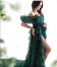 Load image into Gallery viewer, G3031 (2), Bottle Green Ruffled Maternity Shoot  Gown, Size (All)PP