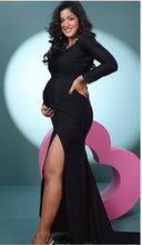 Load image into Gallery viewer, G1006 , Black Slit Cut Maternity Shoot Trail Gown, Size (ALL)