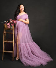 Load image into Gallery viewer, G2119 (2), Dusty Lavender Frilled Maternity Shoot Trail Gown, Size (All)