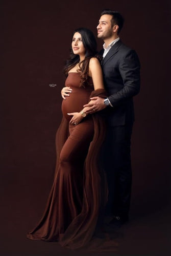 G3036,Brown Maternity Shoot  Gown, Size (All)