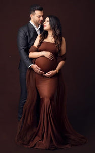 G3036,Brown Maternity Shoot  Gown, Size (All)