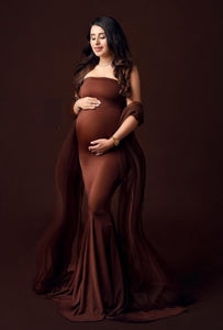 G3036,Brown Maternity Shoot  Gown, Size (All)