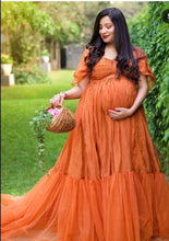 Load image into Gallery viewer, G3041,  Luxury Orange Frill Maternity Shoot Trail  Gown, Size(All)pp