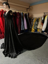 Load image into Gallery viewer, G550 (2), Black satin slit cut prewedding shoot long trail gown, Size (All)