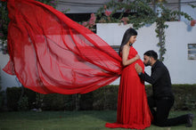 Load image into Gallery viewer, G575 (3) , Red One Shoulder Maternity Long Trail Gown, Size (All)