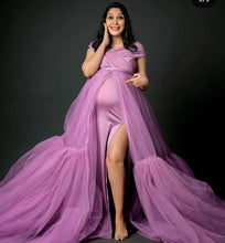 Load image into Gallery viewer, G2119 (2), Dusty Lavender Frilled Maternity Shoot Trail Gown, Size (All)