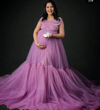 Load image into Gallery viewer, G2119 (2), Dusty Lavender Frilled Maternity Shoot Trail Gown, Size (All)