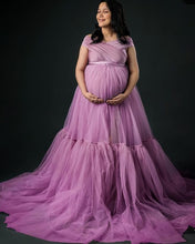 Load image into Gallery viewer, G2119 (2), Dusty Lavender Frilled Maternity Shoot Trail Gown, Size (All)