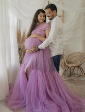 Load image into Gallery viewer, G2119 (2), Dusty Lavender Frilled Maternity Shoot Trail Gown, Size (All)