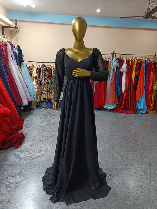 G531, Black  Shoot  Trail Gown, (All Sizes)pp